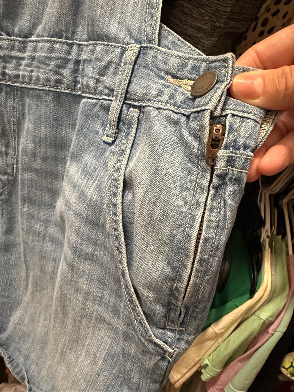 Old Navy Light Blue Denim Short Overalls - Picture 3 of 3